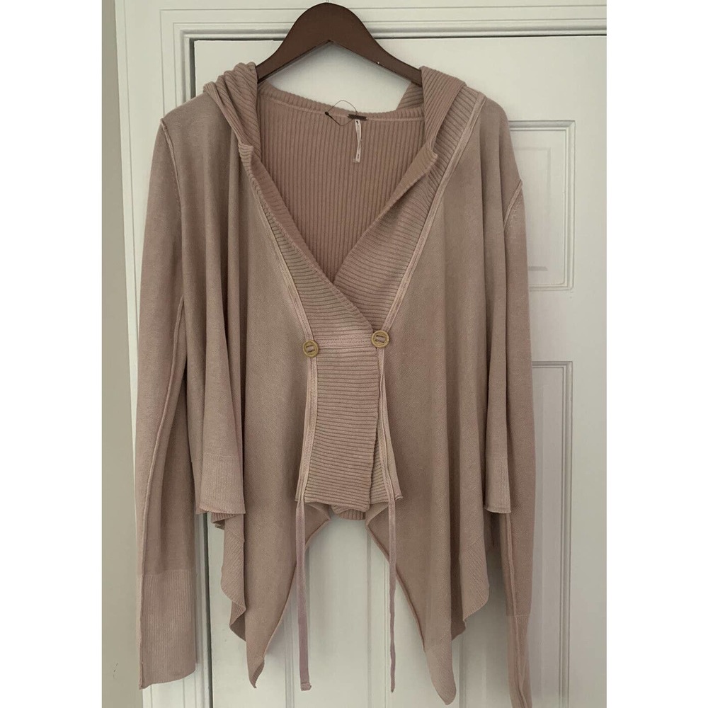 Free People Hooded Sweater Jacket Size medium Cardigan NEW*